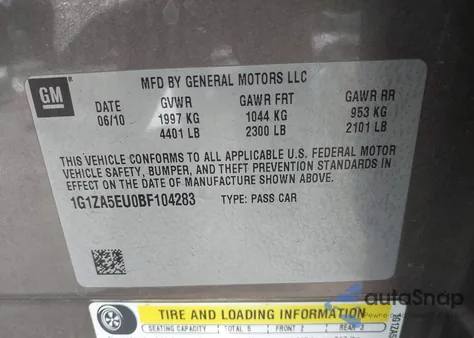 2011 Chevrolet Malibu Ls z USA, uszkodzony, nr VIN 1G1ZA5EU0BF104283